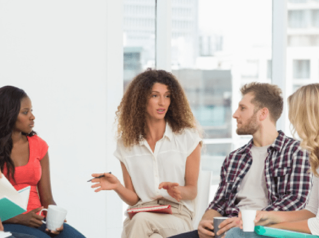 Group of people having a conversation